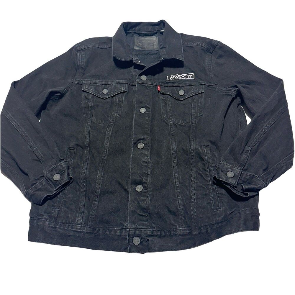 Apple WWDC 2017 WWDC17 Levi's Women's Black Denim Trucker Jacket Size XL